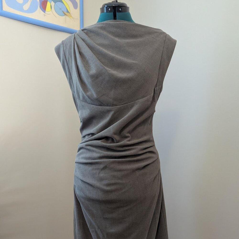 Grey Draped Business Casual Dress